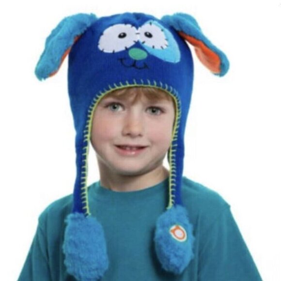 Flipeez Kids Peek-a-Boo Puppy Dog Beanie Hat Blue Boy Girl Winter Playful - Picture 1 of 9